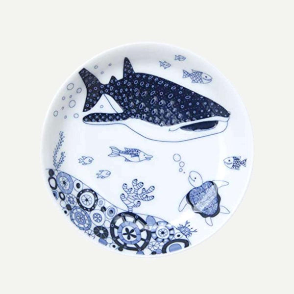 Whale Shark and Marine Life Small Plates 13cm (5.1 in), Made in Japan, Hasami Ware (7 Designs)