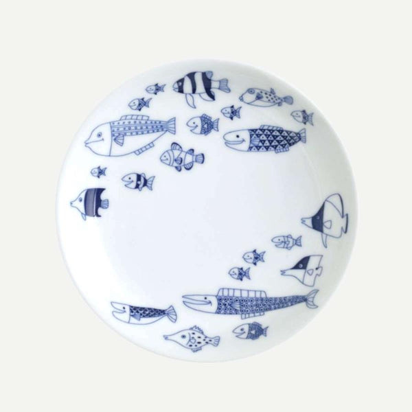 Whale Shark and Marine Life Small Plates 13cm (5.1 in), Made in Japan, Hasami Ware (7 Designs)