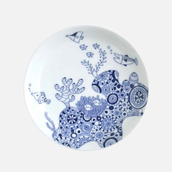 Whale Shark and Marine Life Small Plates 13cm (5.1 in), Made in Japan, Hasami Ware (7 Designs)