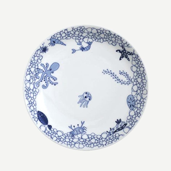 Whale Shark and Marine Life Small Plates 13cm (5.1 in), Made in Japan, Hasami Ware (7 Designs)