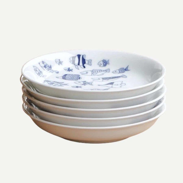 Whale Shark and Marine Life Small Plates 13cm (5.1 in), Made in Japan, Hasami Ware (7 Designs)