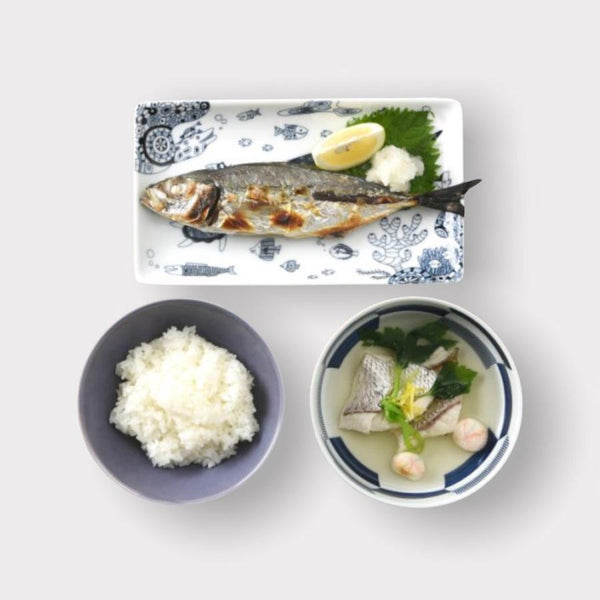 Whale Shark and Marine Life Sushi Plate, Made in Japan, Hasami Ware (2 Designs)