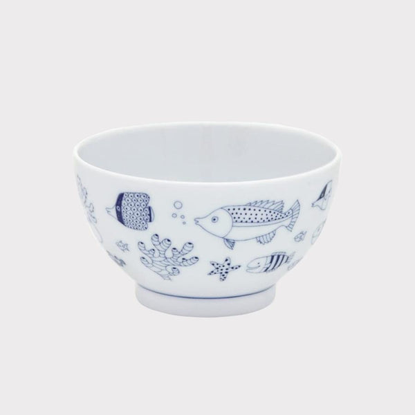 Whale Shark and Marine Life Japanese Rice Bowls, Hasami Ware (2 Designs)