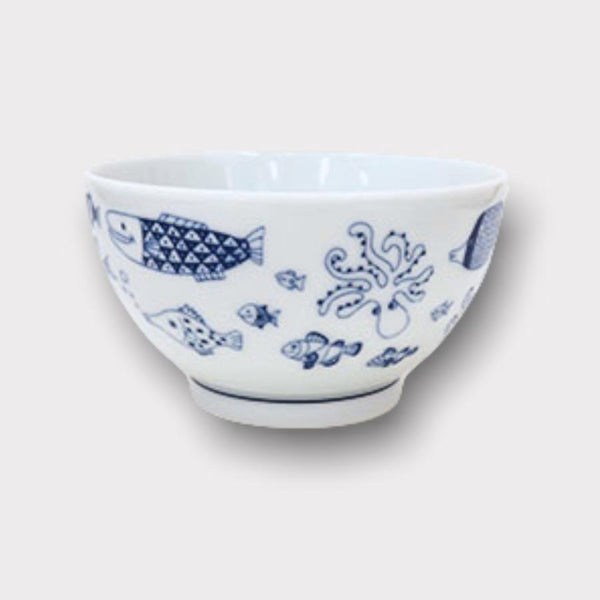 Whale Shark and Marine Life Japanese Rice Bowls, Hasami Ware (2 Designs)
