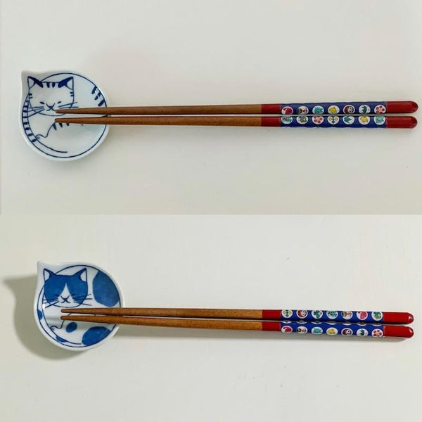 Neco Cat Chopstick Rest Set of 6, Made in Japan, Hasami Ware Porcelain