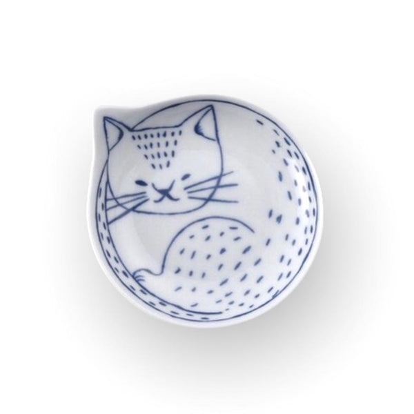 Coneco Small Cat Plate Set of 4 Plates, Made in Japan, Hasami Ware Porcelain
