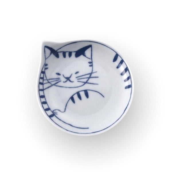 Coneco Small Cat Plate Set of 4 Plates, Made in Japan, Hasami Ware Porcelain