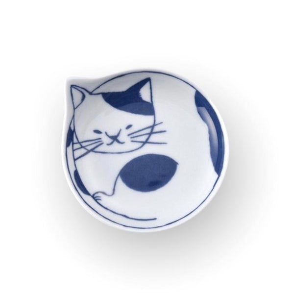 Coneco Small Cat Plate Set of 4 Plates, Made in Japan, Hasami Ware Porcelain