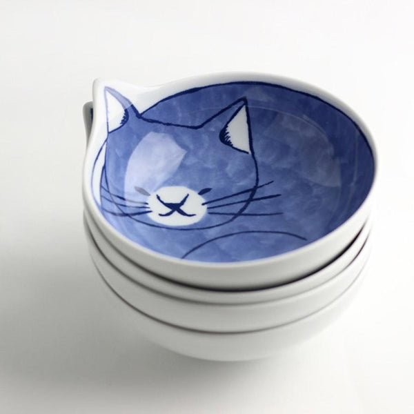 Coneco Small Cat Bowl Set of 4 Bowls 9.8cm, Made in Japan, Hasami Ware Porcelain