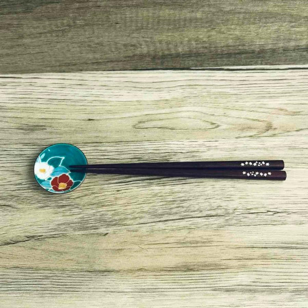 Kutani Ware Japanese Chopstick Rest Set of 5 – Four Seasons Flowers, Made in Japan