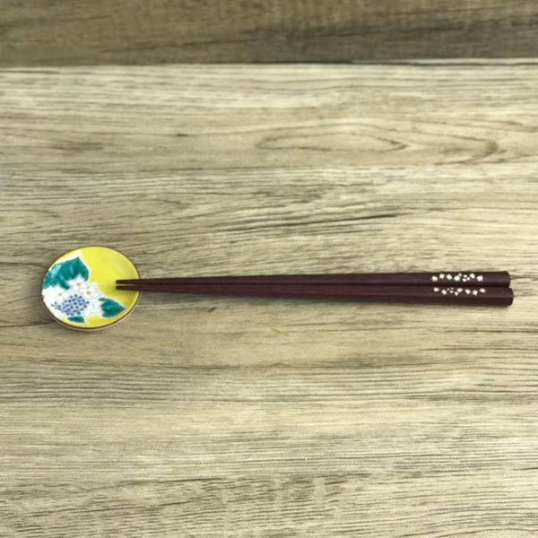 Kutani Ware Japanese Chopstick Rest Set of 5 – Four Seasons Flowers, Made in Japan