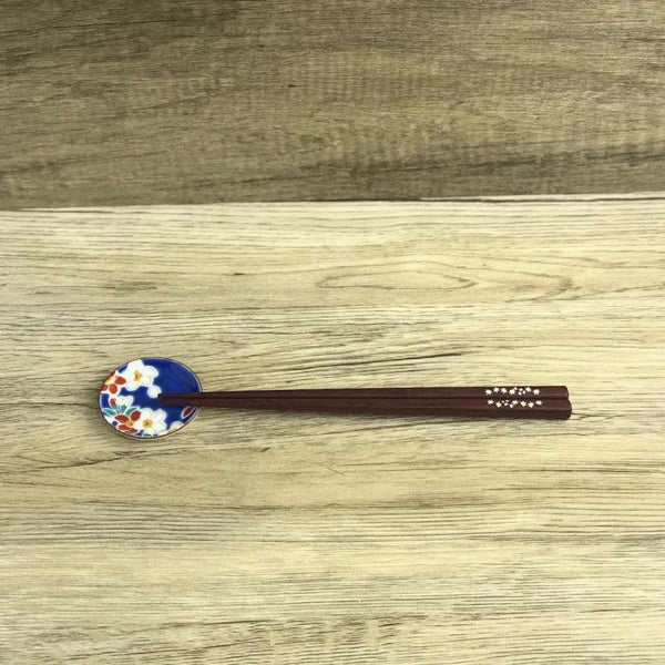Kutani Ware Japanese Chopstick Rest Set of 5 – Four Seasons Flowers, Made in Japan