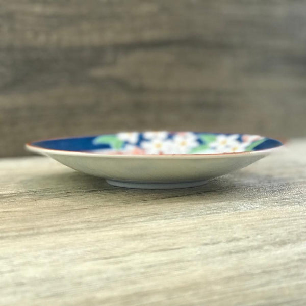 Kutani Ware 13.8cm (5.4") Japanese Porcelain Plate Set of 5 – Four Seasons Flowers, Made in Japan