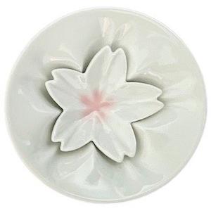 Sakura Sauce Plate & Mini Plate Set – Japanese Kutani Ware Porcelain, Made in Japan (White, Pink, Blue)