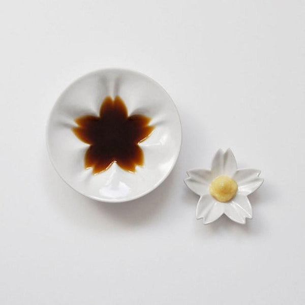 Sakura Sauce Plate & Mini Plate Set – Japanese Kutani Ware Porcelain, Made in Japan (White, Pink, Blue)