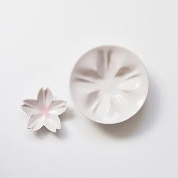 Sakura Sauce Plate & Mini Plate Set – Japanese Kutani Ware Porcelain, Made in Japan (White, Pink, Blue)