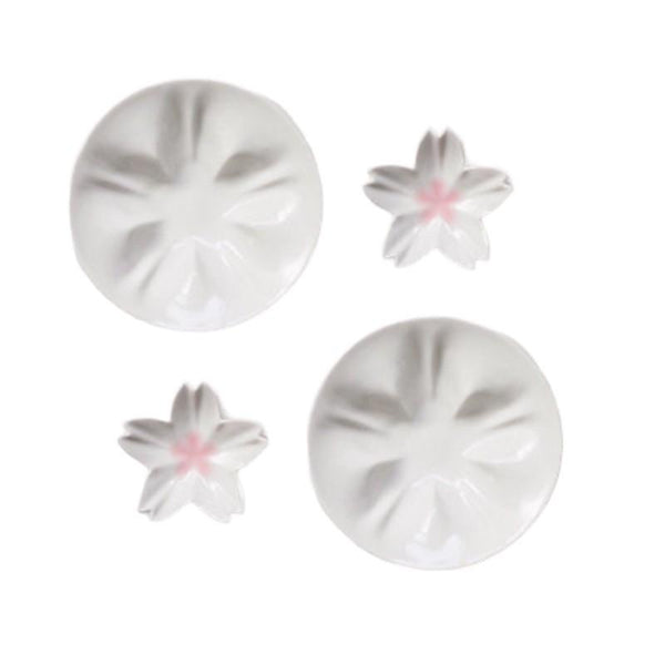 Kutani Ware Sakura Sauce Plate & Mini Plate Set, White Japanese Porcelain, 10-Piece Gift Set, Made in Japan