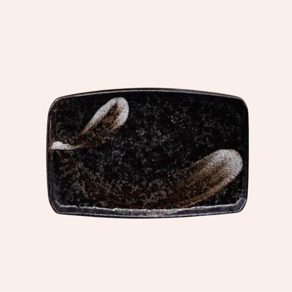 Japanese Mino Ware Sushil Plate 7.3" – Made in Japan, 3 Designs, Rectangular Dinner Plate for Sashimi, Grilled Fish & Appetizers