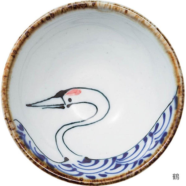 Crane & Turtle Series Hand-Painted Crane Sake Cup 50ml (1.7 fl oz) – Hasami Ware, Made in Japan Drinkware