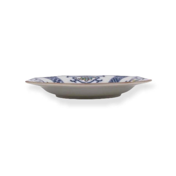 Kutani Ware Japanese Octagonal Porcelain Small Plate Set of 5, 15.5cm (6.1") – Blue & White Treasure, Flower & Bird Designs, Made in Japan
