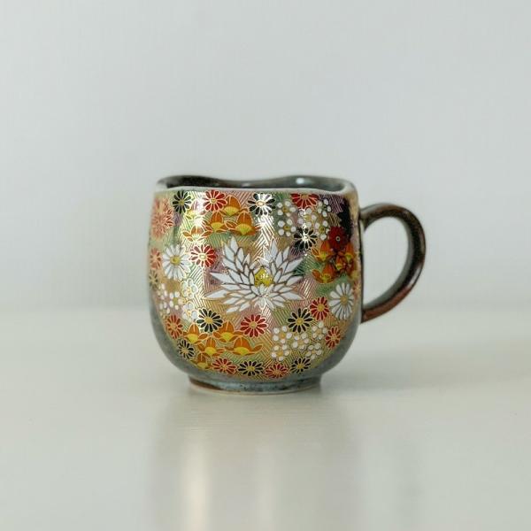 金花詰 マグカップ 九谷焼 陶器 花柄 おしゃれ 日本製 食器 茶酒器
