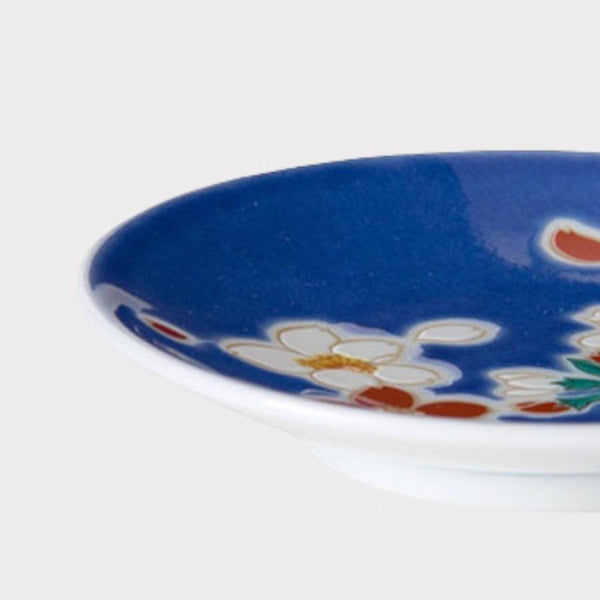 Kutani Ware Four Seasons Flower Mini Plate Set, 5-Piece Japanese Porcelain Small Plates, Made in Japan