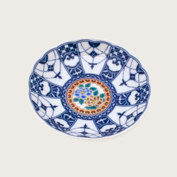 Kutani Ware 14cm (5.5") Japanese Small Plate Set of 5 – Blue & White Traditional Designs, Made in Japan