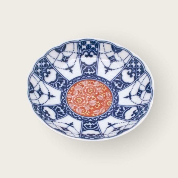 Kutani Ware 14cm (5.5") Japanese Small Plate Set of 5 – Blue & White Traditional Designs, Made in Japan