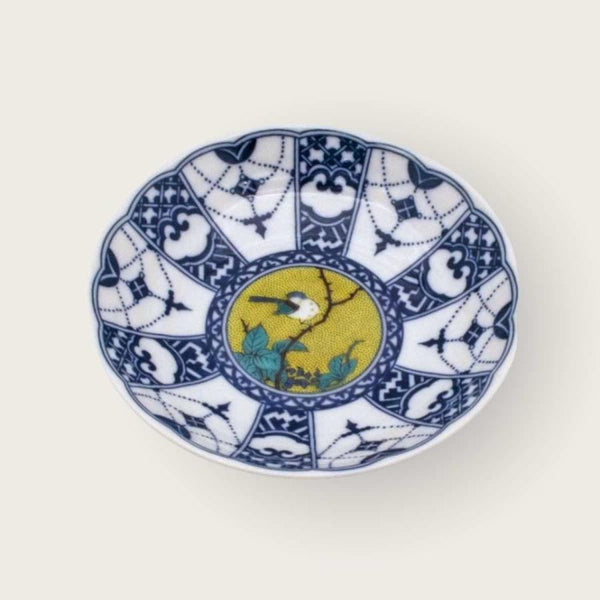 Kutani Ware 14cm (5.5") Japanese Small Plate Set of 5 – Blue & White Traditional Designs, Made in Japan