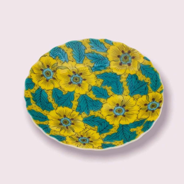 Kutani Ware Japanese Porcelain Small Plate Set of 5, 13cm (5.1") – Traditional Designs, Made in Japan