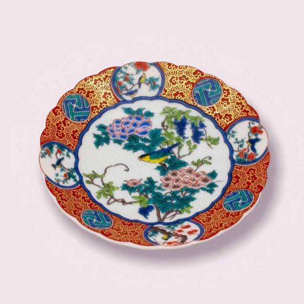 Kutani Ware Japanese Porcelain Small Plate Set of 5, 13cm (5.1") – Traditional Designs, Made in Japan
