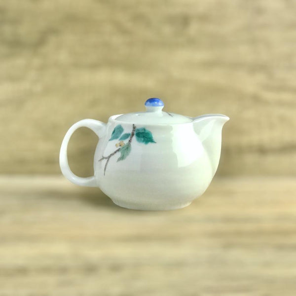 Kutani Ware Mejiro Japanese Teapot 350ml (11.8 US fl oz) – Japanese White-Eye Bird Design, Tea Strainer Included, Made in Japan