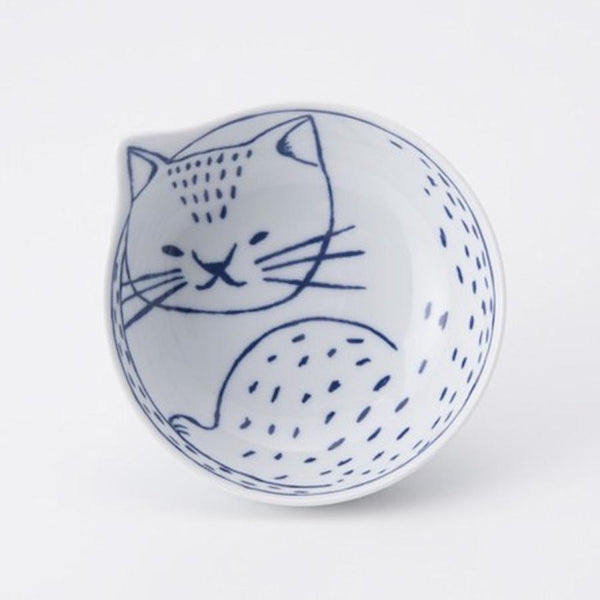 Neco Cat Bowl Set of 4 Bowls 14cm, Made in Japan, Hasami Ware Porcelain