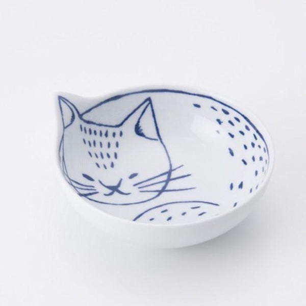 Neco Cat Bowl Set of 4 Bowls 14cm, Made in Japan, Hasami Ware Porcelain