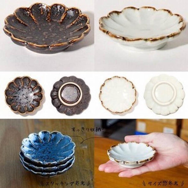 Earth & Ivory Japanese Mini Plates & Bowls – 6 Designs, Mino Ware Porcelain, Made in Japan