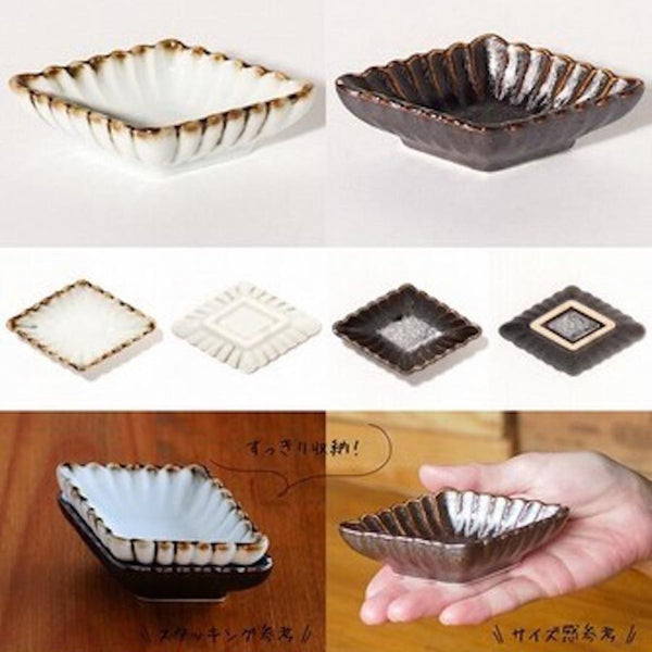 Earth & Ivory Japanese Mini Plates & Bowls – 6 Designs, Mino Ware Porcelain, Made in Japan