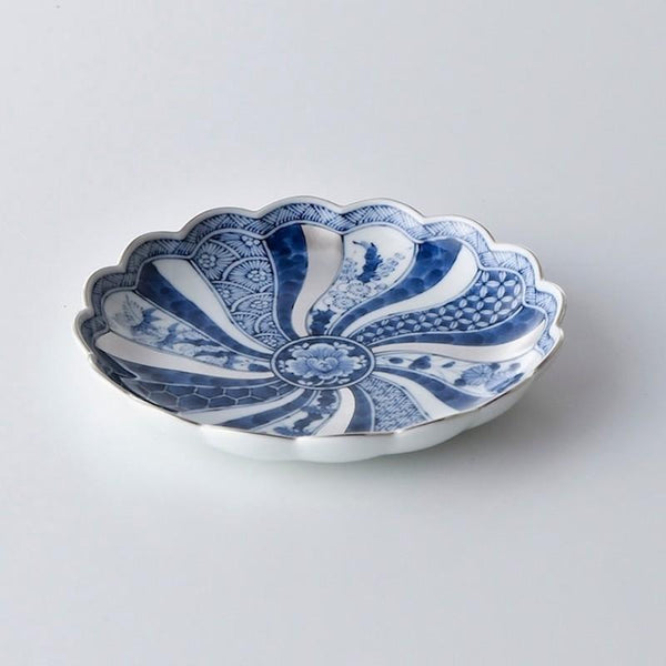 Ransei Hasami Ware Blue & Silver Shonzui Side Plate 16cm (6.3 in) – Handmade Japanese Porcelain Dish, Made in Japan