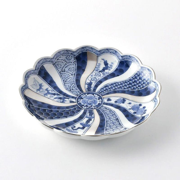 Ransei Hasami Ware Blue & Silver Shonzui Porcelain Plate 19.5cm (7.7 in) – Handmade Japanese Plate, Made in Japan