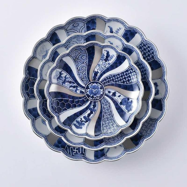 Ransei Hasami Ware Blue & Silver Shonzui Porcelain Plate 19.5cm (7.7 in) – Handmade Japanese Plate, Made in Japan