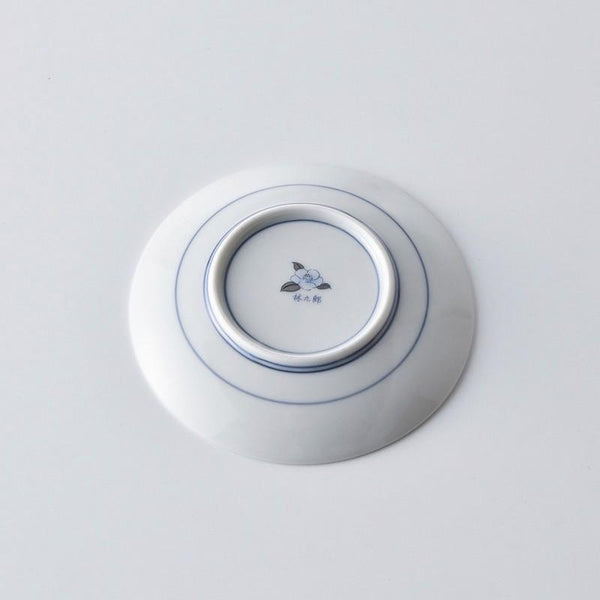 Ransei Blue Kazari Ginsai Hasami Ware Porcelain Small Plate 10.5cm with Genuine Silver Accents
