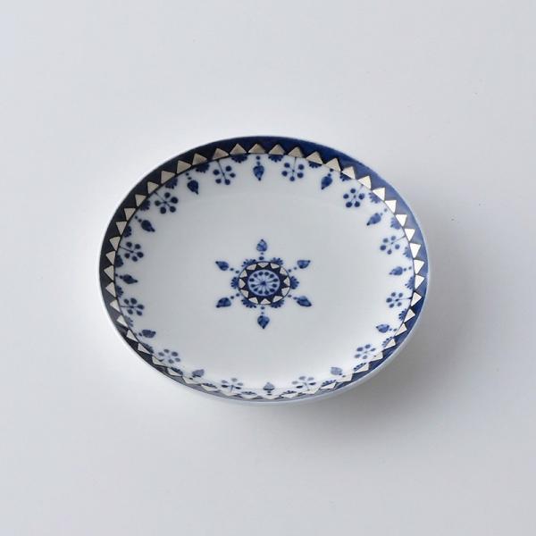 藍青 飾り銀彩 10.5cm 皿 小皿 豆皿 波佐見焼 日本製 銀彩 食器