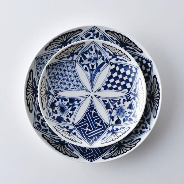 Ransei Hasami Ware Kosometsu Ginka Side Plate 18.5cm (7.3 in) – Blue Silver Handmade Japanese Porcelain