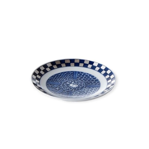 Ransei Blue Rabbit Motif Mini Porcelain Plate 10.5cm with Silver Accents, Hasami Ware, Made in Japan