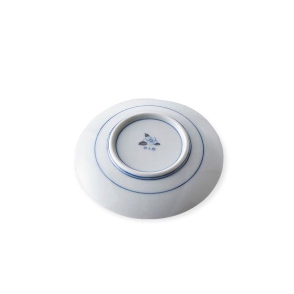 Ransei Blue Rabbit Motif Mini Porcelain Plate 10.5cm with Silver Accents, Hasami Ware, Made in Japan
