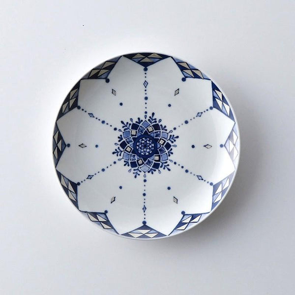 Ransei Hasami Ware Yōraku Ginsai Blue & Silver Plate 18.5cm (7.3 in) – Handmade, Made in Japan