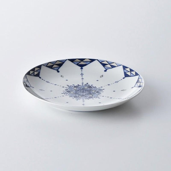 Ransei Hasami Ware Yōraku Ginsai Blue & Silver Plate 18.5cm (7.3 in) – Handmade, Made in Japan