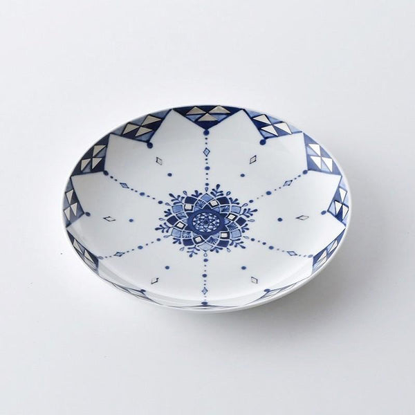 Ransei Hasami Ware Yōraku Ginsai Blue & Silver Plate 18.5cm (7.3 in) – Handmade, Made in Japan