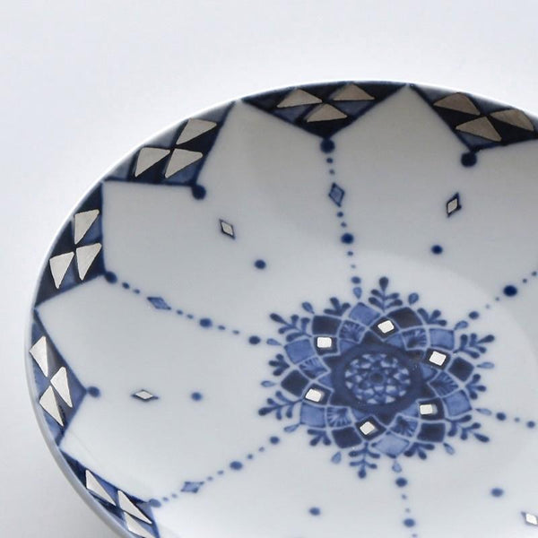 Ransei Blue Youraku Ginsai Plate 10.5cm (4.1 in) – Handmade Hasami Ware Japanese Porcelain Dish, Made in Japan