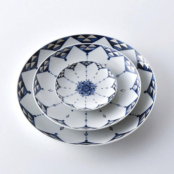 Ransei Blue Youraku Ginsai Plate 10.5cm (4.1 in) – Handmade Hasami Ware Japanese Porcelain Dish, Made in Japan