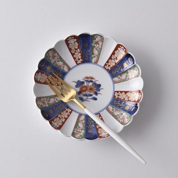 見込菊花紋 5号皿 16cm 小皿 中皿 林九郎窯 和食器 波佐見焼 日本製 古伊万里様式
